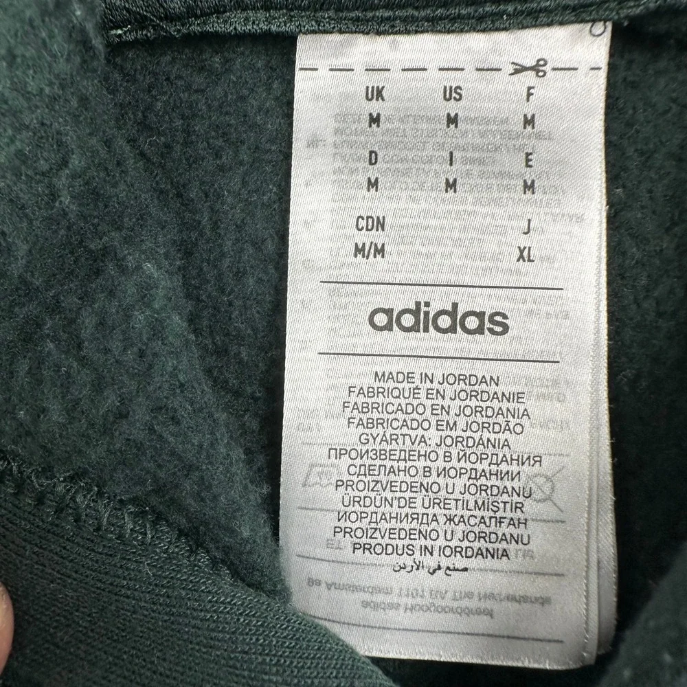 Adidas Hoodie Mens Medium Green Zip Chest Pocket Fleece Pullover JG8148
